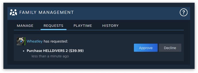 purchase approval on Steam