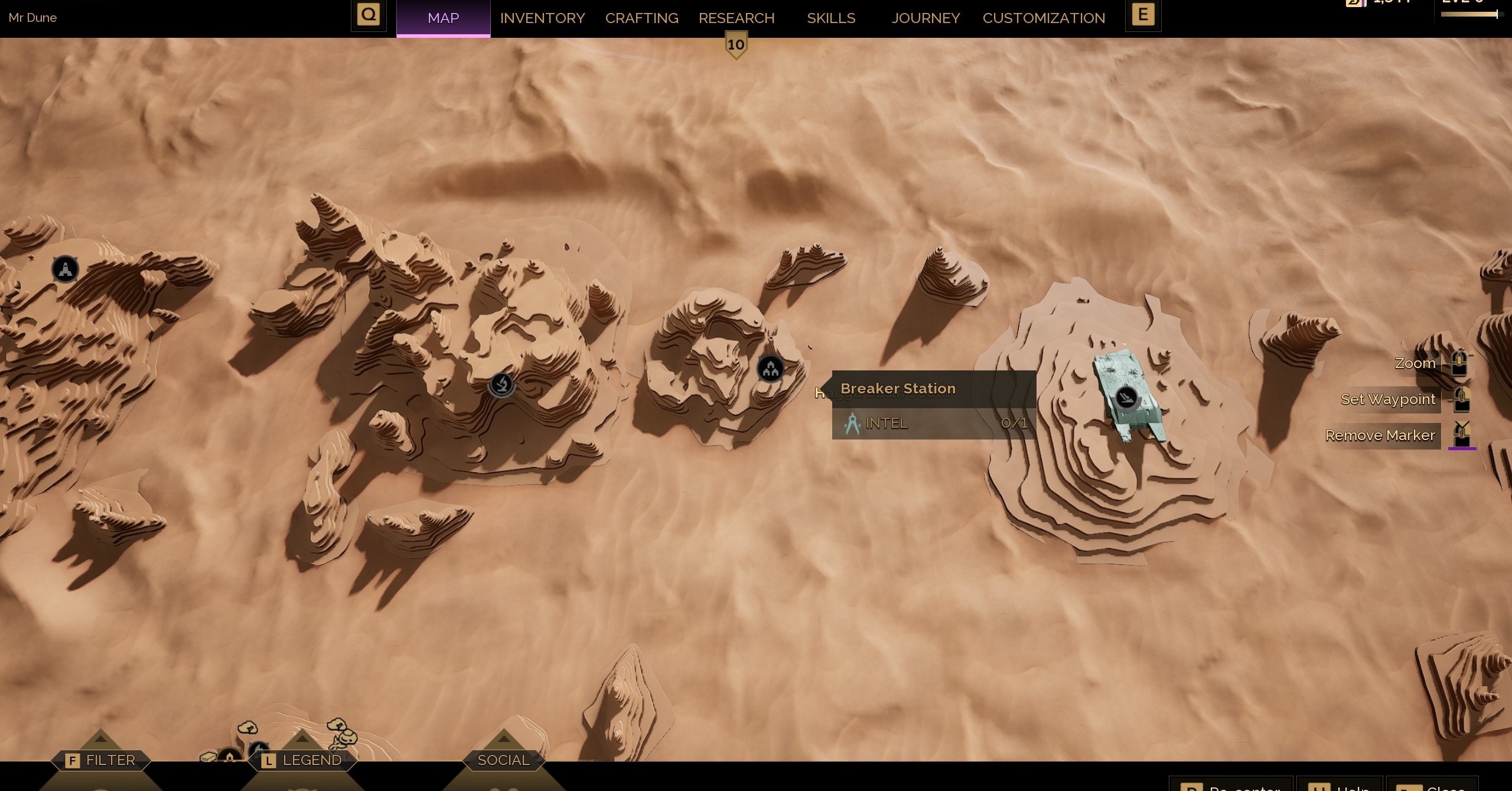 Um nó Intel no mapa de Dune Awakening