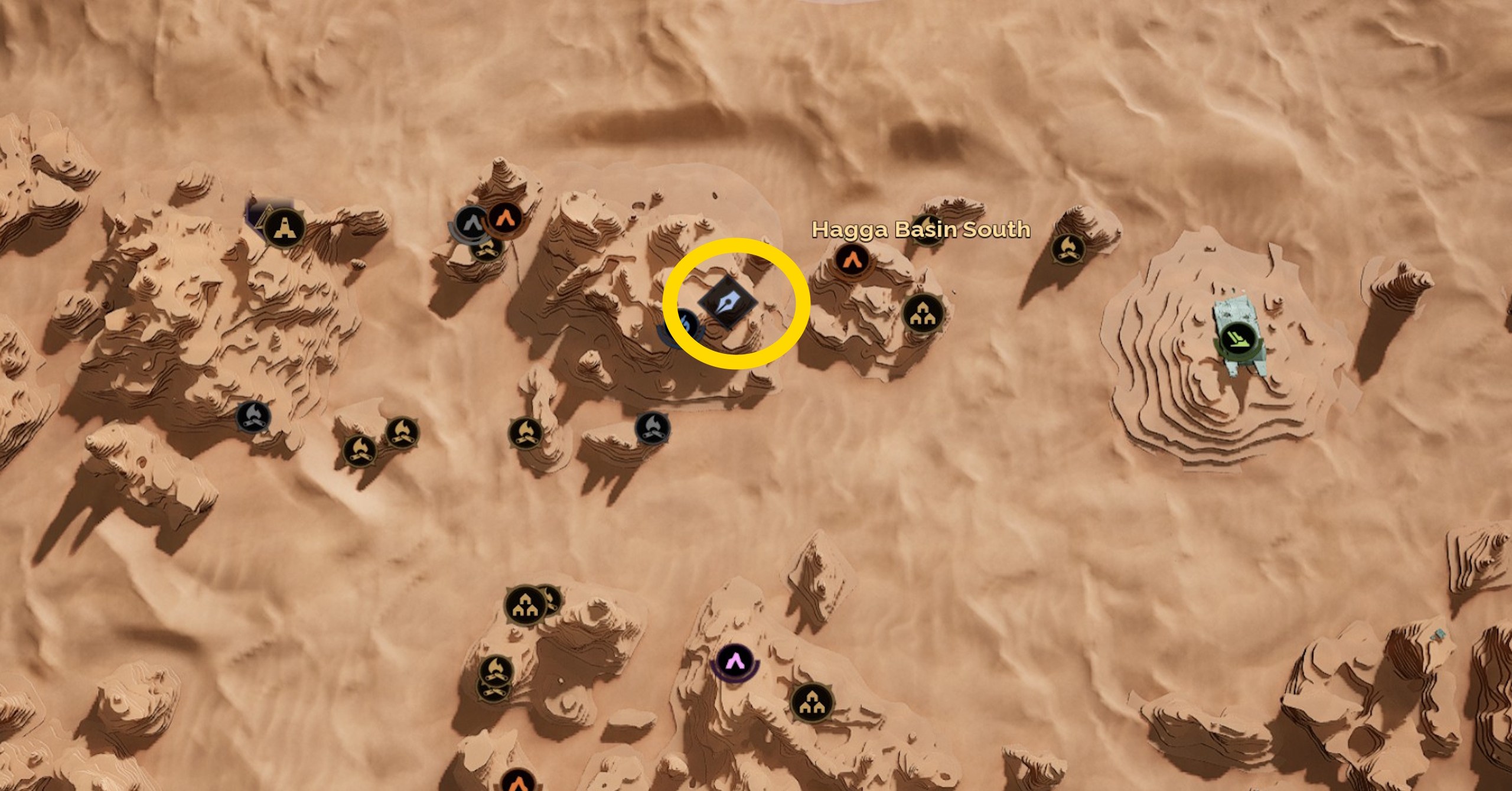 Uma imagem de mapa mostrando onde encontrar o treinador do planetologista em Dune Awakening