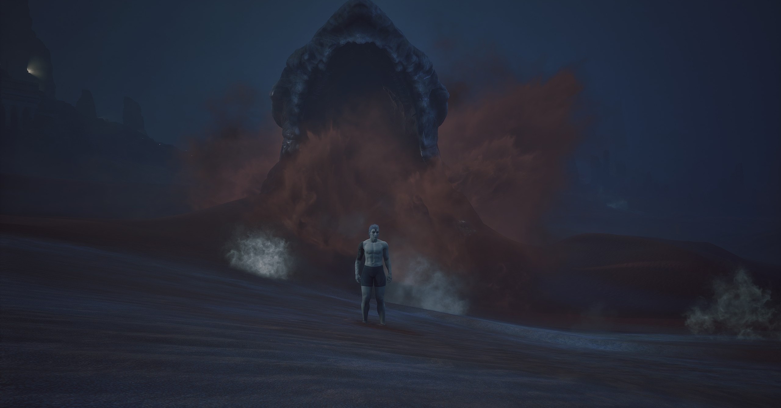 Um sanduormal se aproximando rapidamente de um personagem de jogador em Dune Awakening