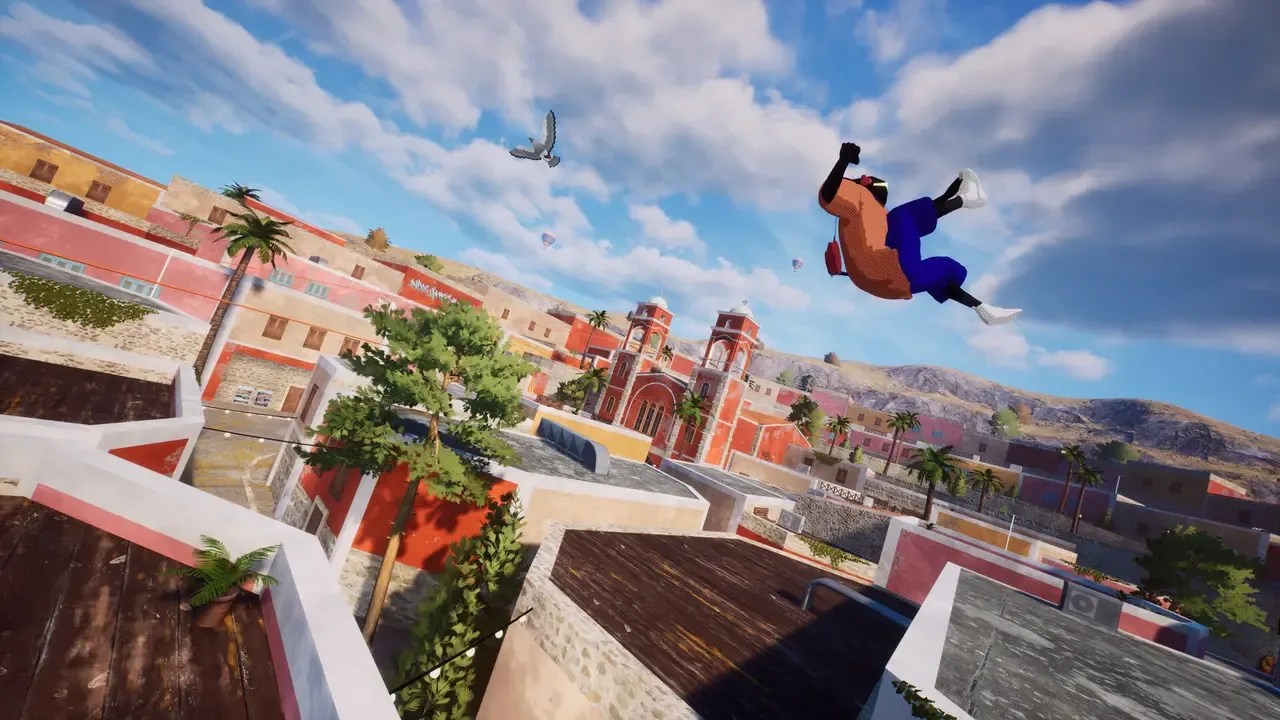 Uma corrida de parkour faz um giro em telhados e becos