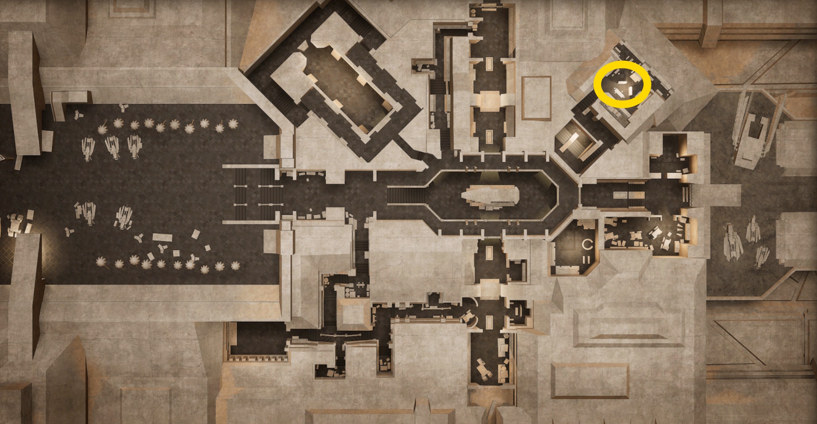 Uma imagem de mapa mostrando onde encontrar o Mentat Advanced Skill Trainer em Dune Awakening