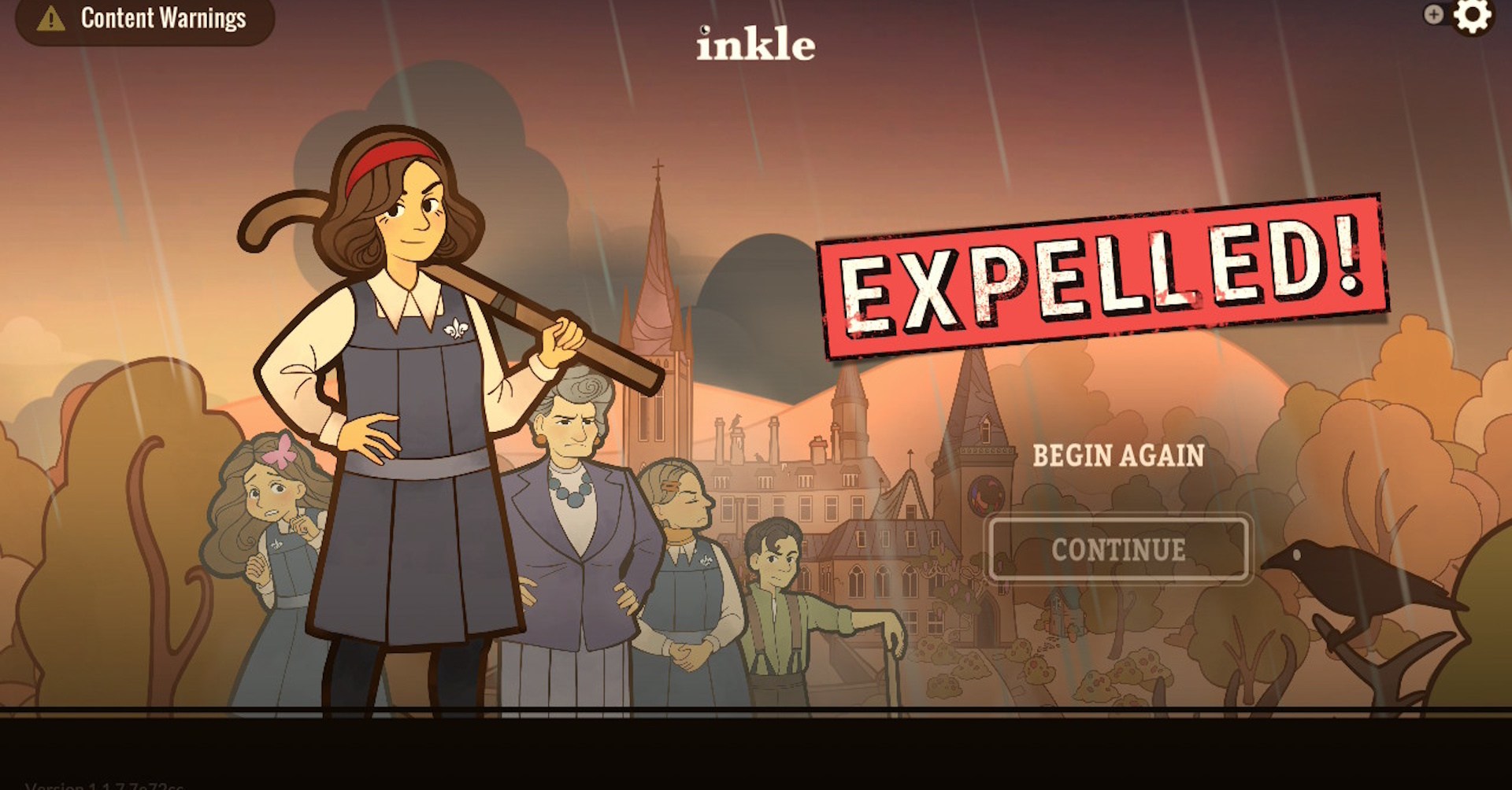 A tela principal do menu em expulsão
