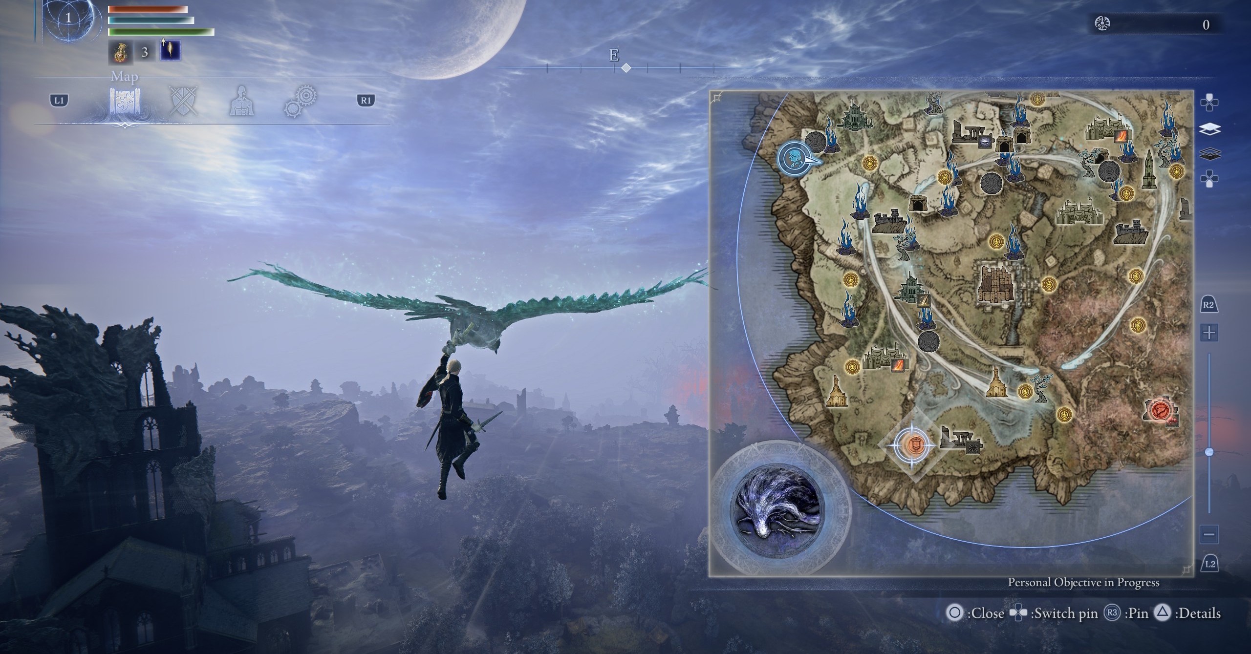 Uma imagem de mapa mostrando onde encontrar materiais de armamento em Elden Ring Nightreign