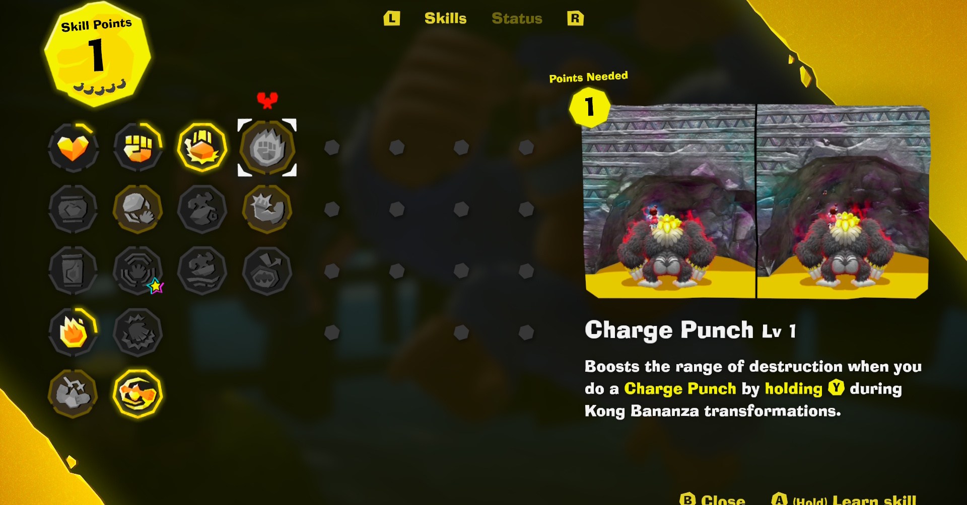 A Lista de Habilidades de Bananza Kong em Donkey Kong Bananza