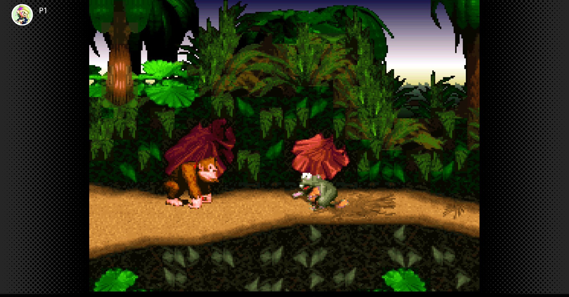 Uma captura de tela do início do Donkey Kong Country no aplicativo Switch 2 SNES SNES Classics.