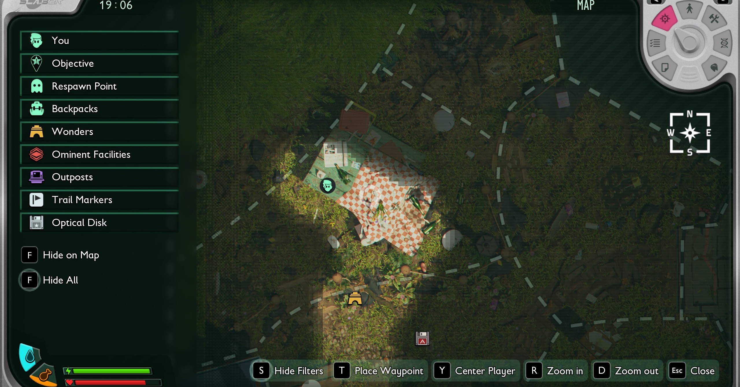 Um mapa mostrando a mesa de piquenique e a pasta em aterramento 2