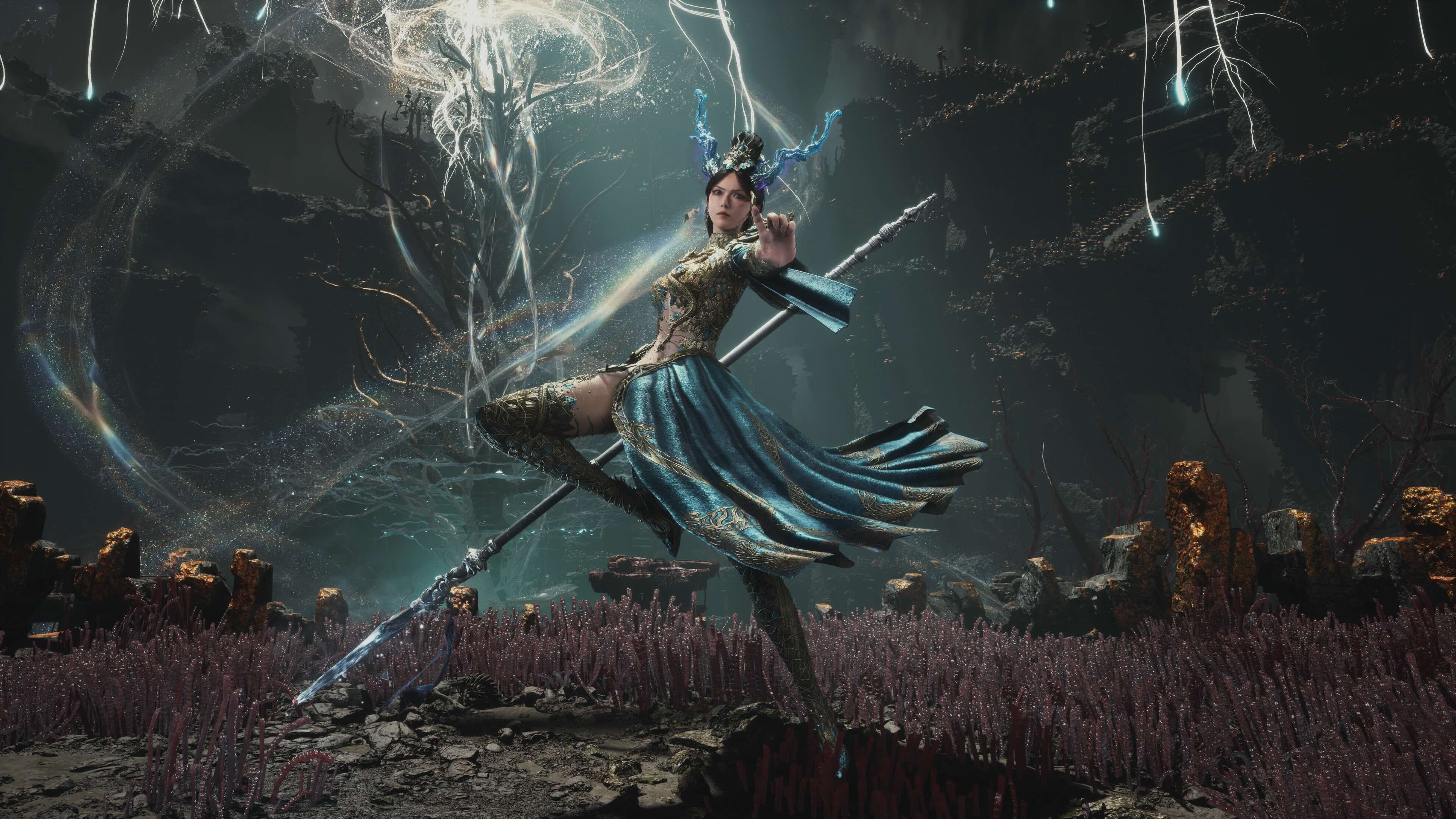Wuchang empunha uma equipe em arte -chave para dicas de penas caídas de Wuchang