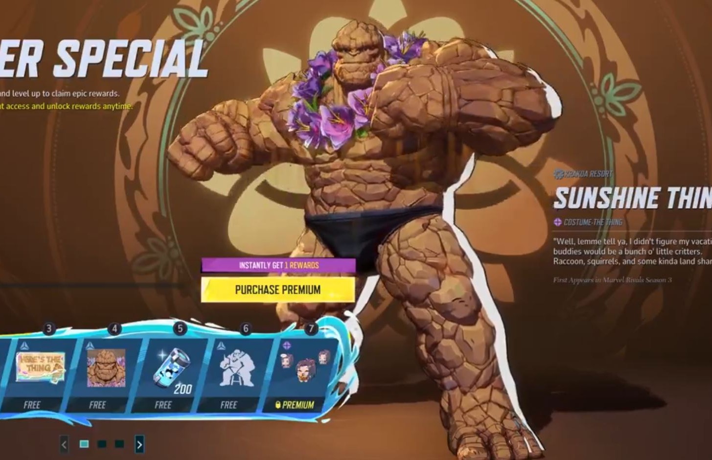 A Marvel Rivals 'The Thing, retratada em uma calcinha como uma parte do evento de verão do Herói Shooter.