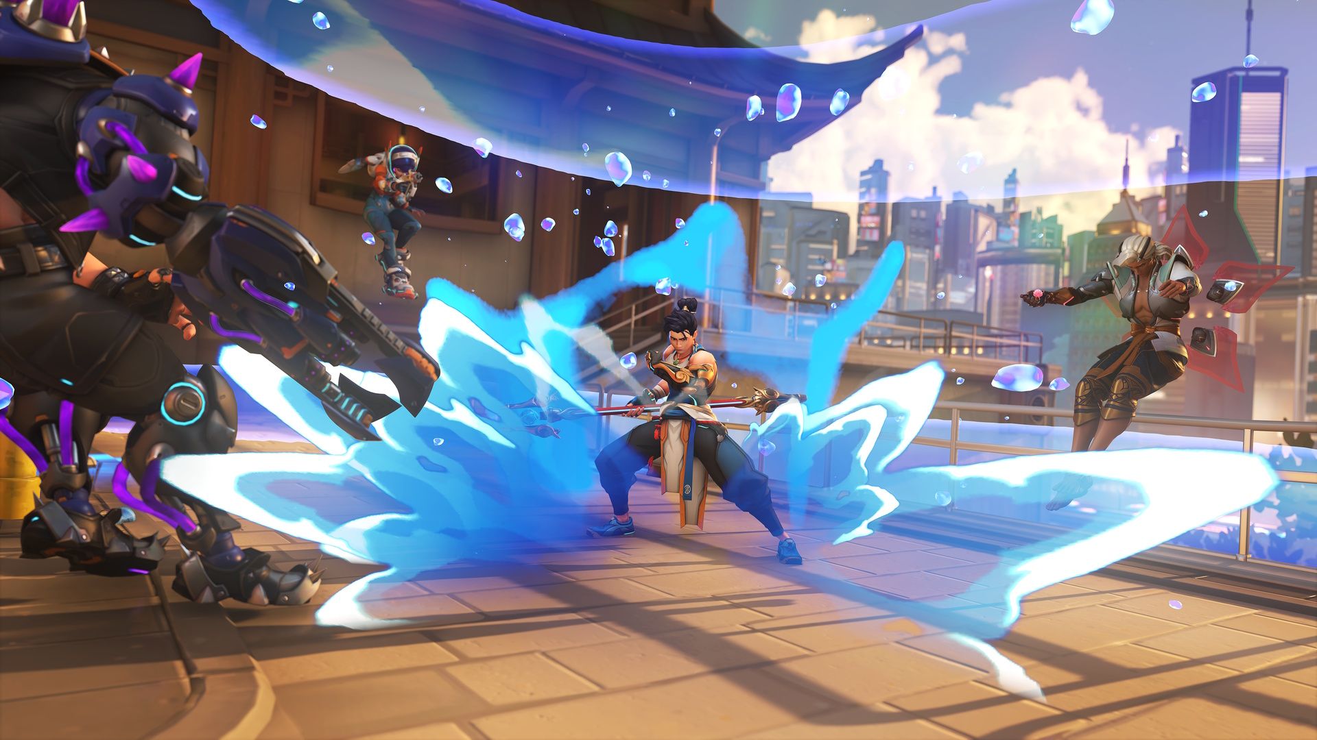 Wuyang batendo inimigos de volta em Overwatch 2