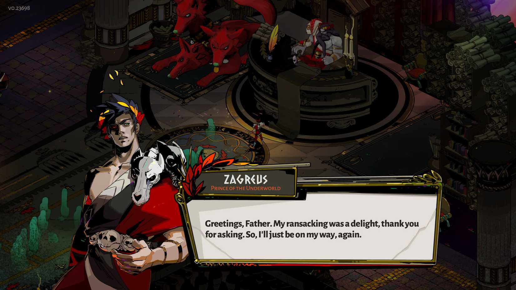 Zagreus e Hades trocam inteligência em Hades
