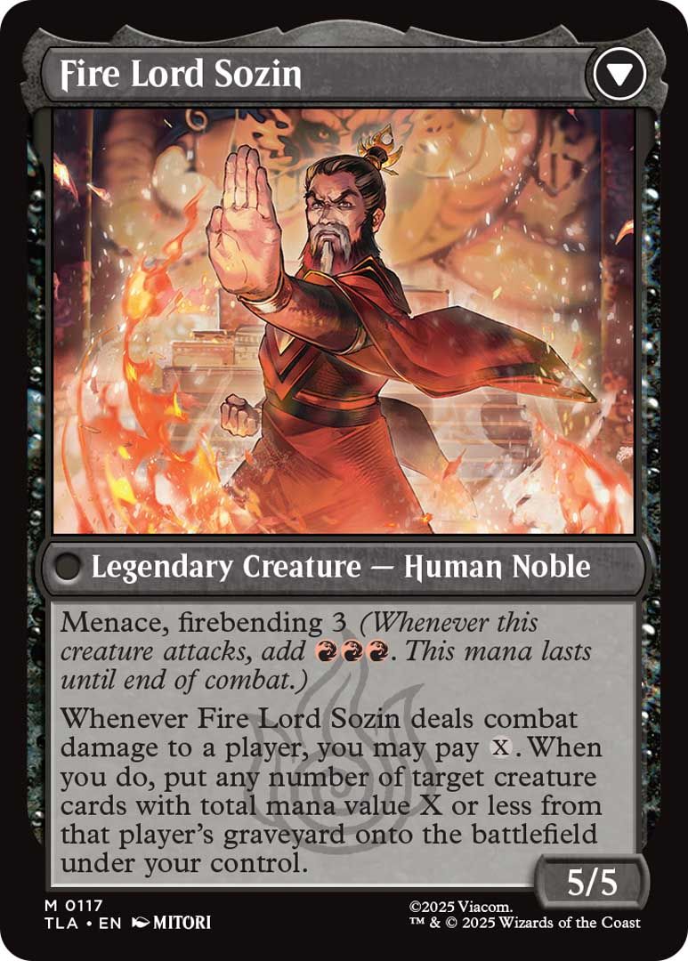 MTG Avatar Fire Lord Sozin Flip Side Card de Mtg Avatar: The Last Airbender