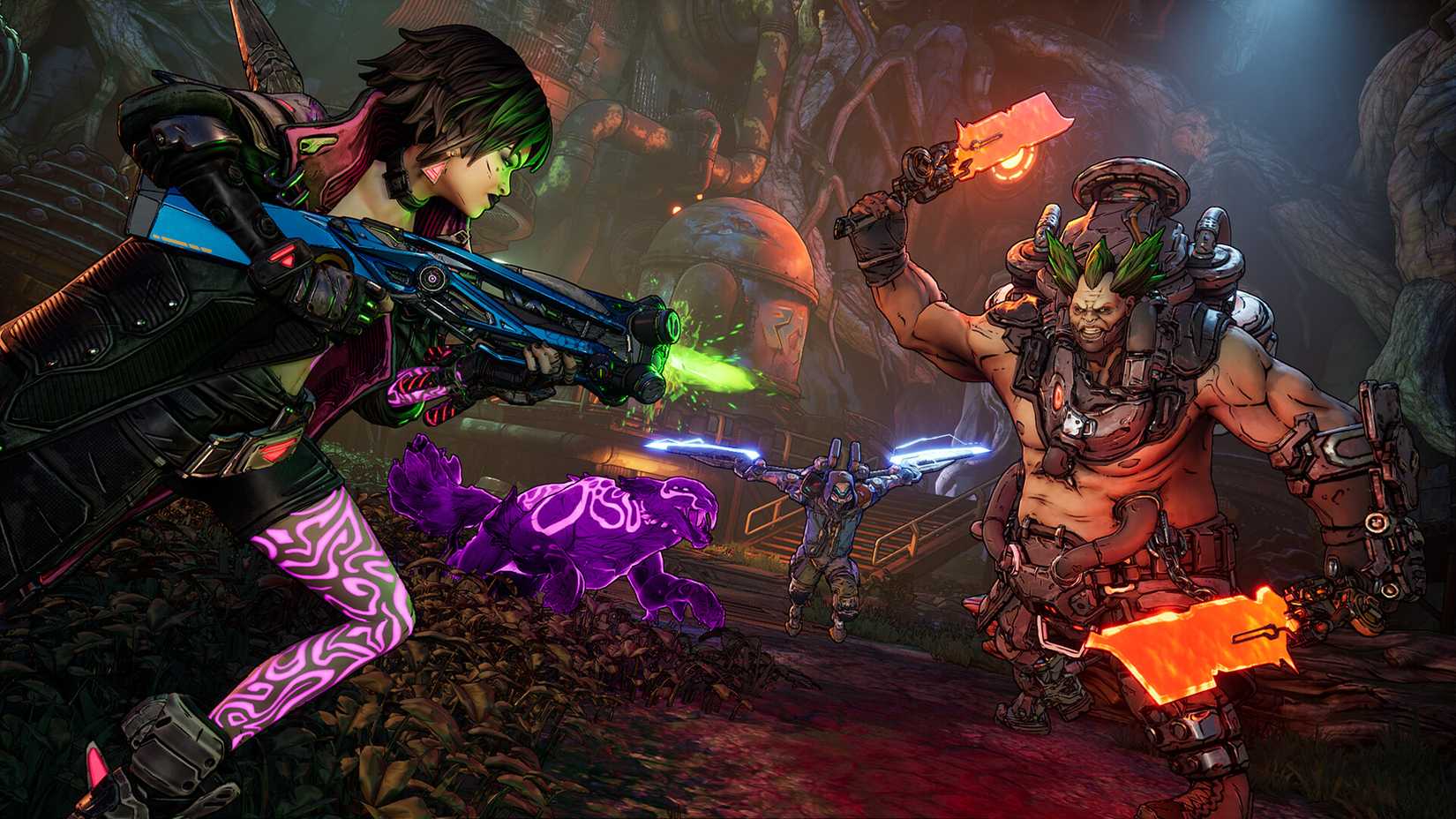 Um caçador de cofre atira em um inimigo em Borderlands 4.