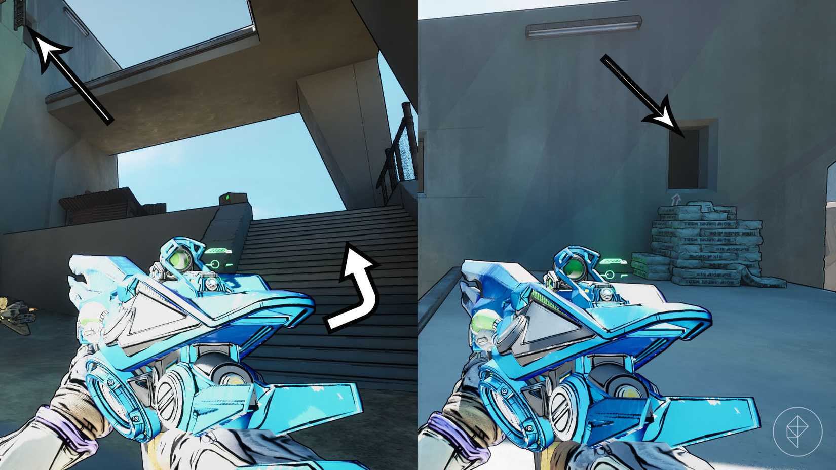 Uma montagem de duas imagens de Borderlands 4 mostrando o local onde os jogadores podem encontrar o código para a terceira máquina de venda automática no "Vender da linha" missão lateral