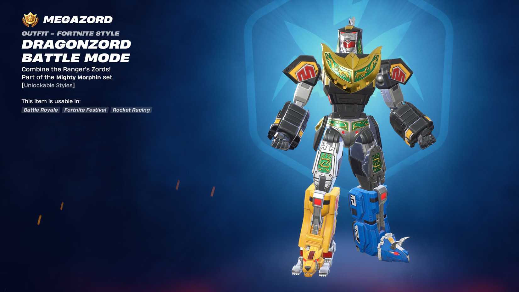 Dragonzord Battle Mode Skin do Fortnite Capítulo 6 Temporada 4.