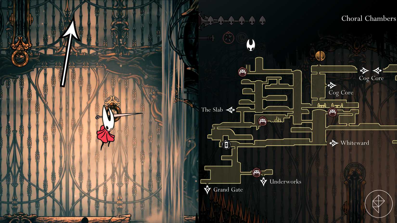 A entrada para os High Halls em Hollow Knight: Silksong.