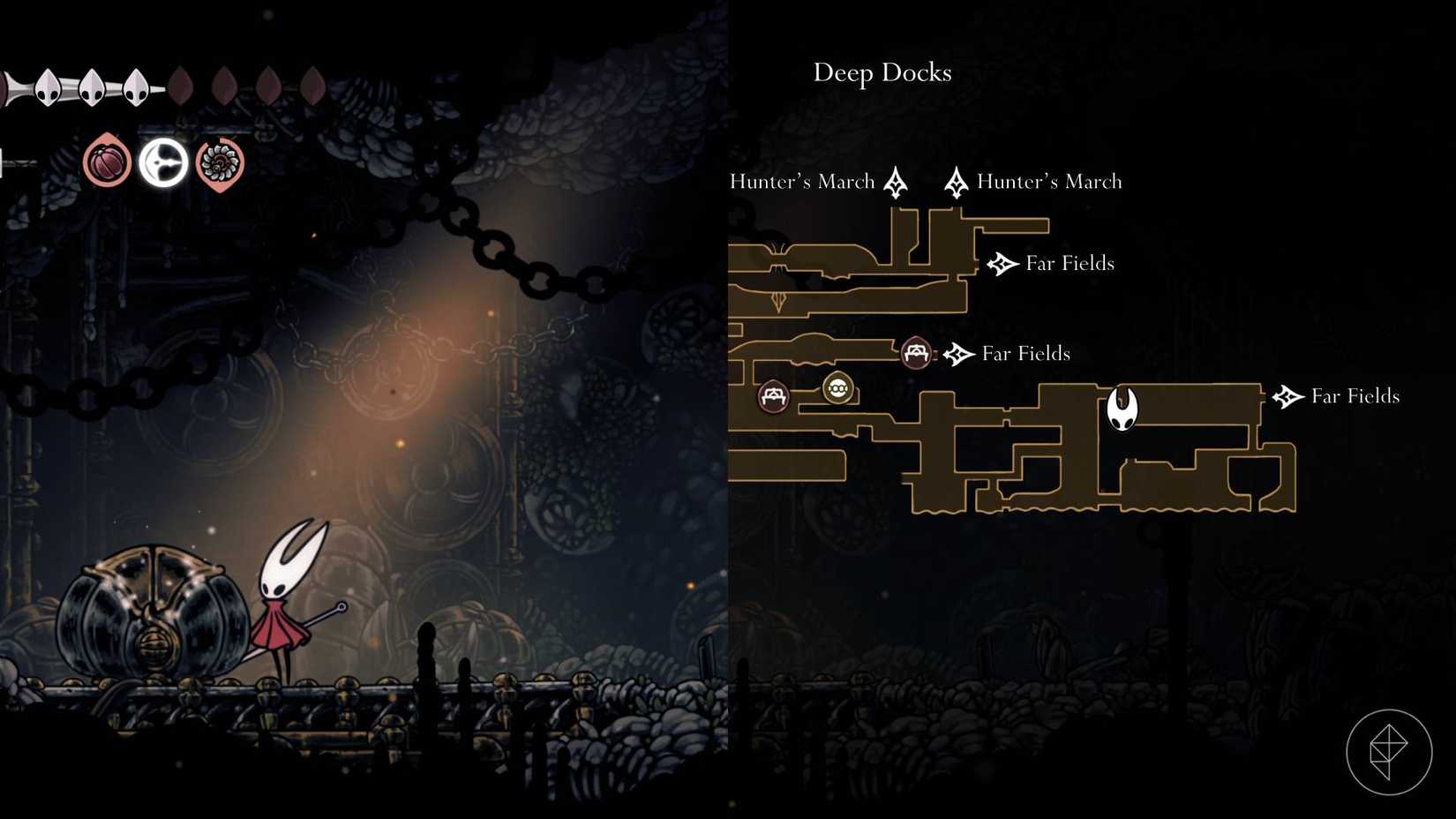 A localização do Deep Docks Craftmetal em Silkong