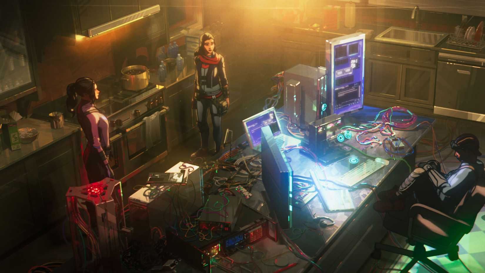 Kate Bishop, Kamala Khan e Riri Williams ficam no laboratório de Riri em Zombies da Marvel