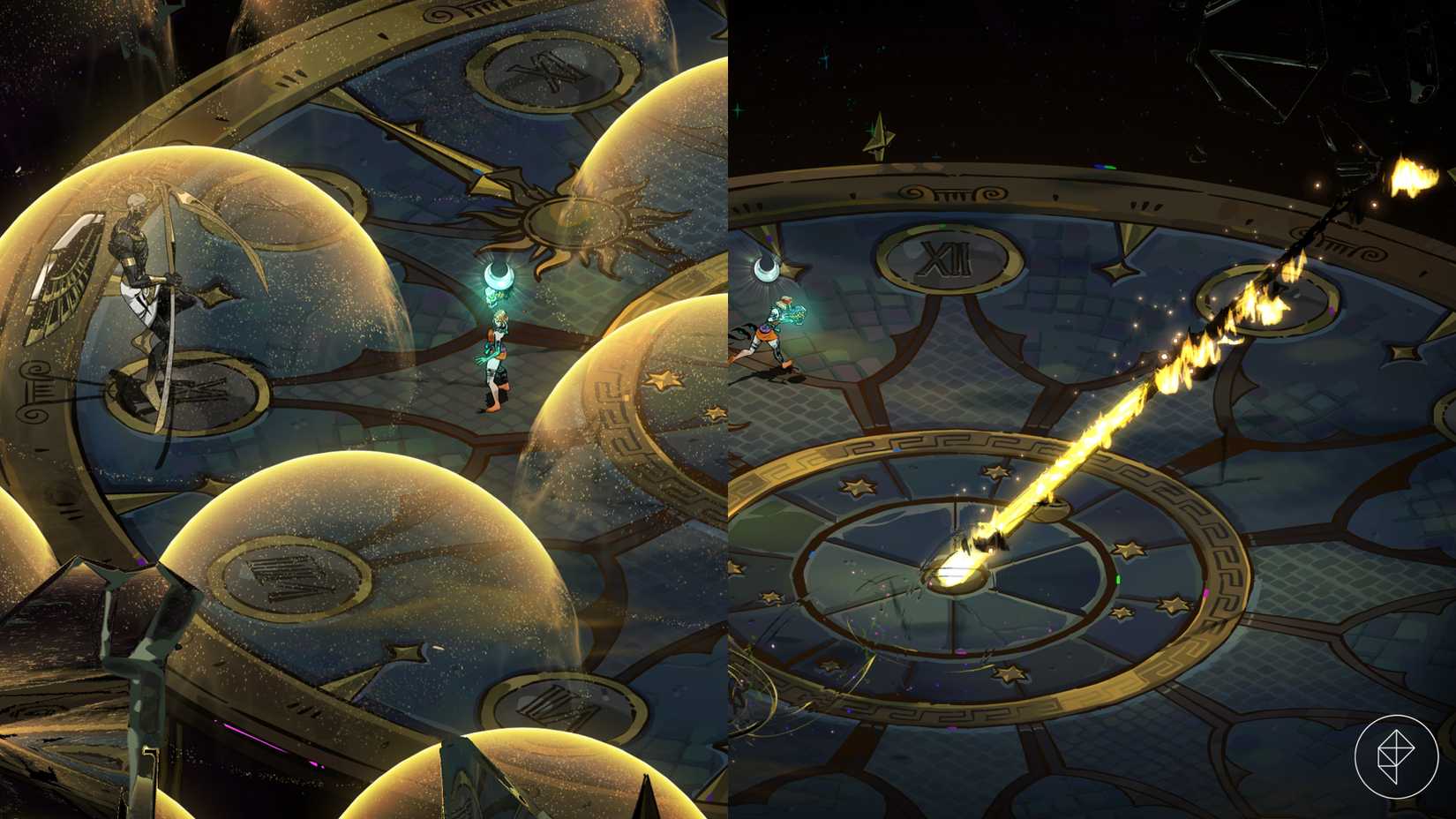 Os ataques de Chronos na segunda fase da batalha contra chefes em Hades 2.