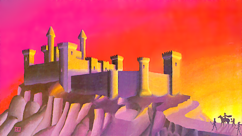 A ilustração de cores originais para o Keep the Borderlands do módulo D&D original