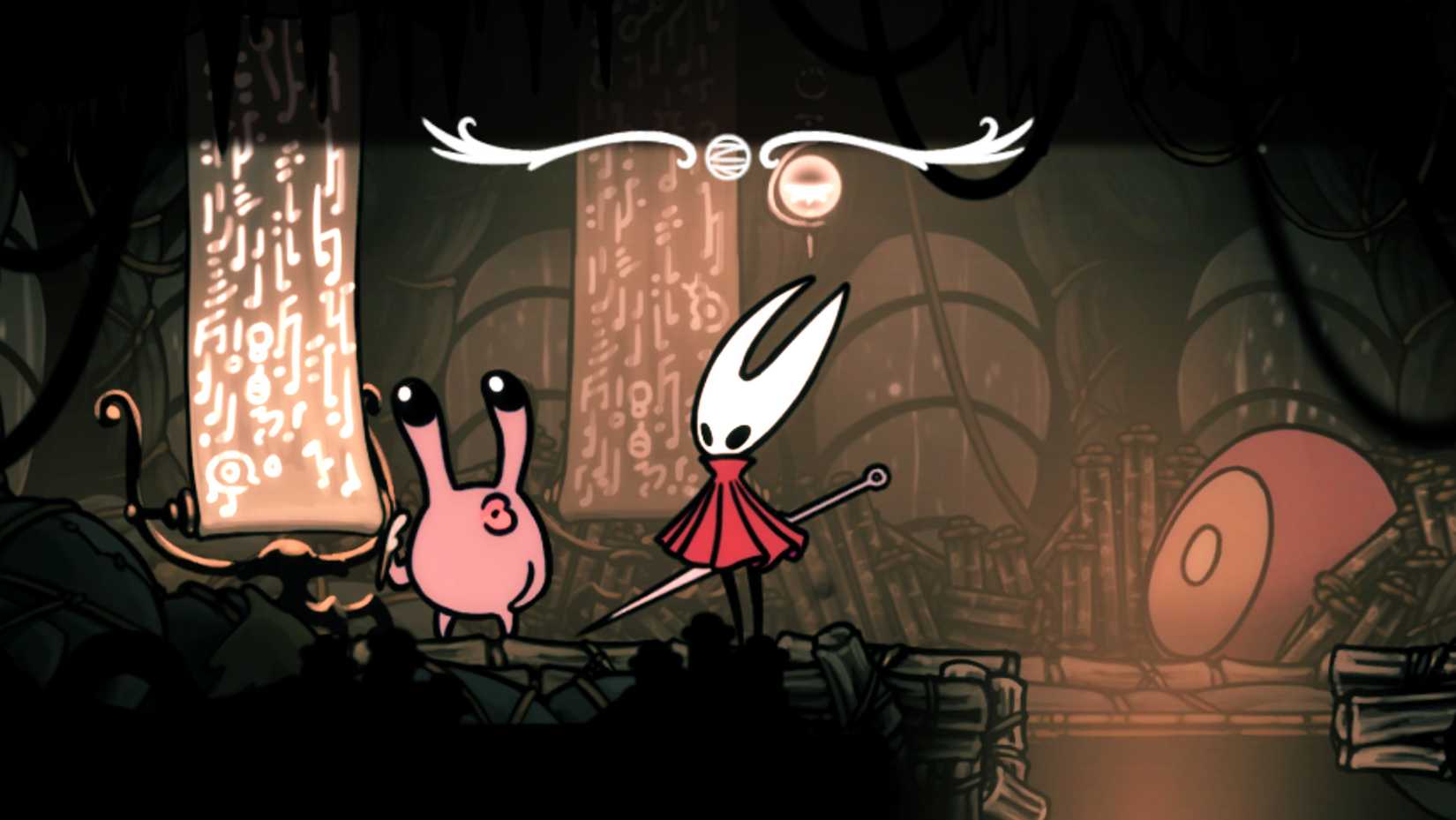 Hornet encontra nuu em Hollow Knight: Silksong.