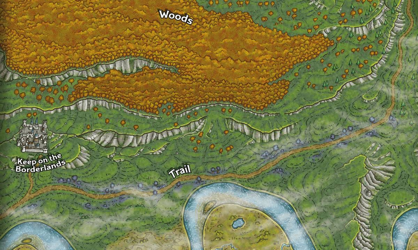 Um mapa das fronteiras descreve os bosques e a manutenção das fronteiras em heróis das fronteiras