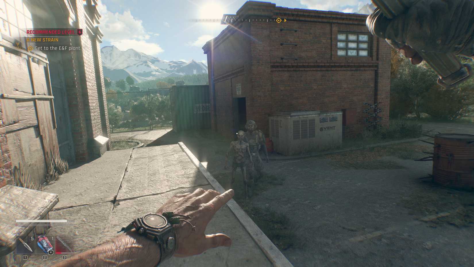 Um jogador jogando uma arma na luz moribunda: a besta.