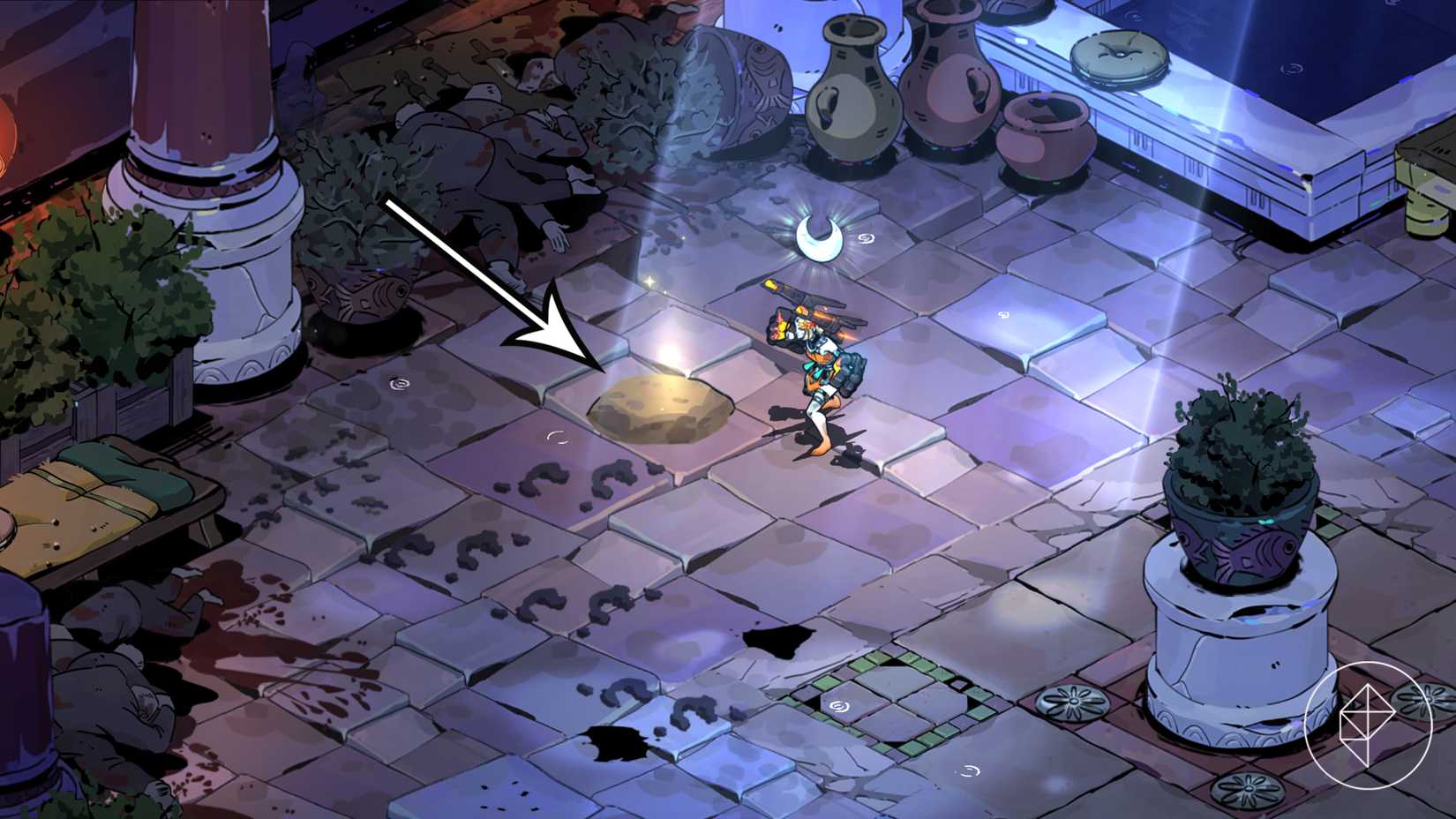 Um ponto de escavação contendo dentes de alho no Hades 2.