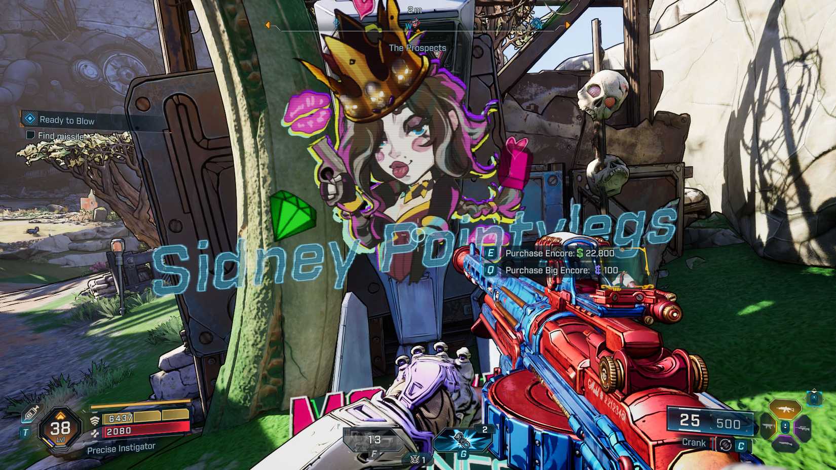 Uma captura de tela de Borderlands 4 mostrando a máquina Big Encore do Moxxi e o preço do Eridium para repetir um chefe