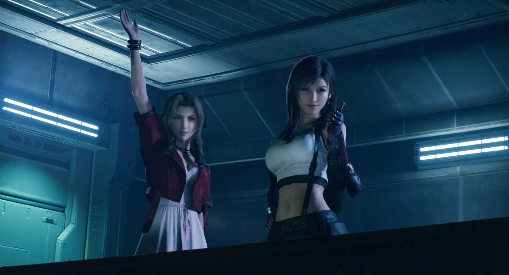 Aeris e Tifa em Final Fantasy 7 Remake