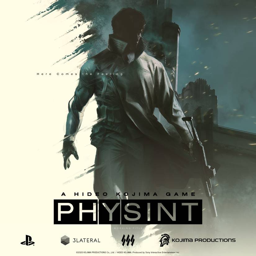 Um post para Physint mostrando um personagem masculino segurando uma arma, com o slogan "Aqui vem o sentimento"