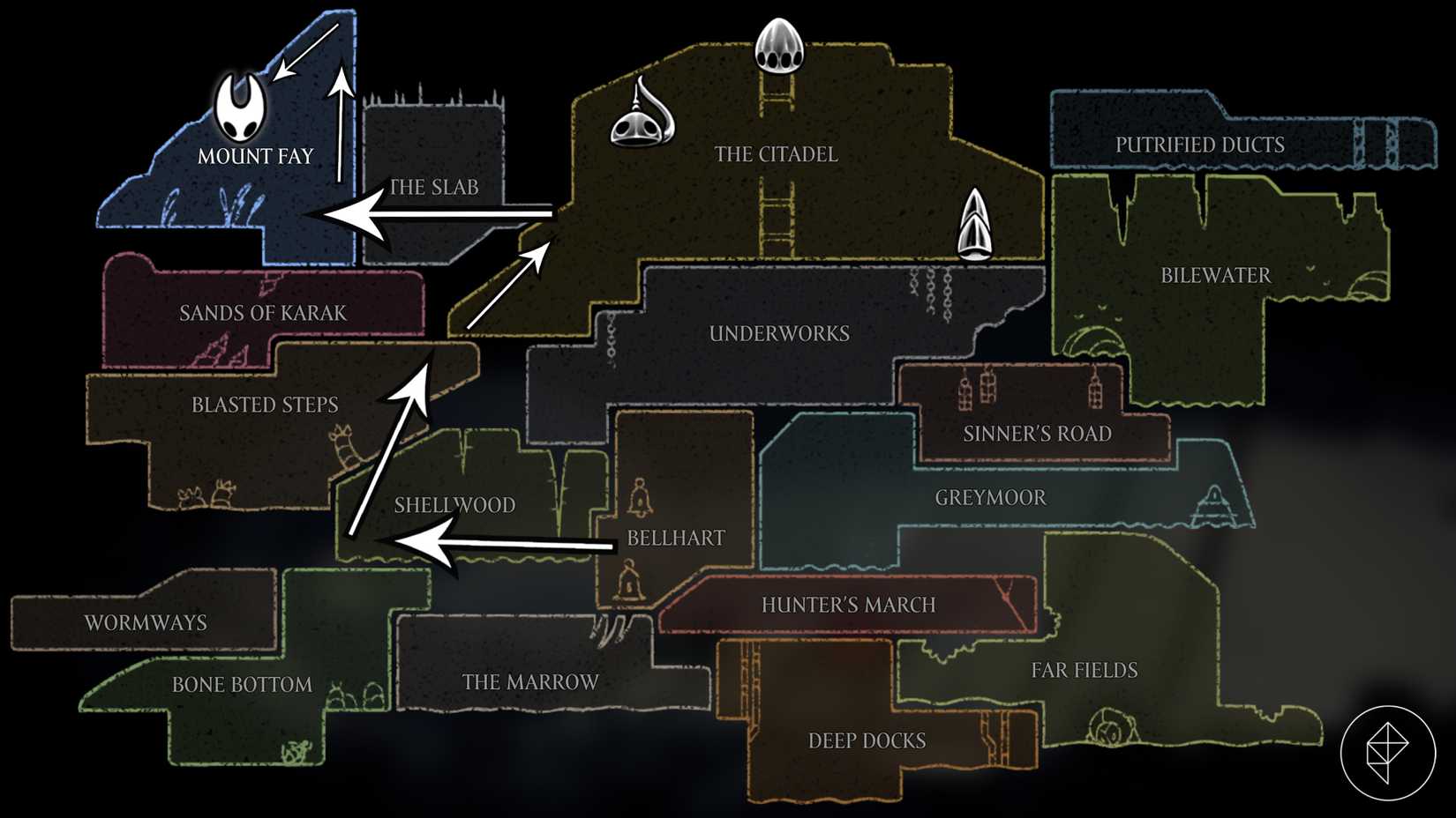 O melhor caminho para o fabricante de máscaras na missão de laca líquida em Hollow Knight: Silksong.