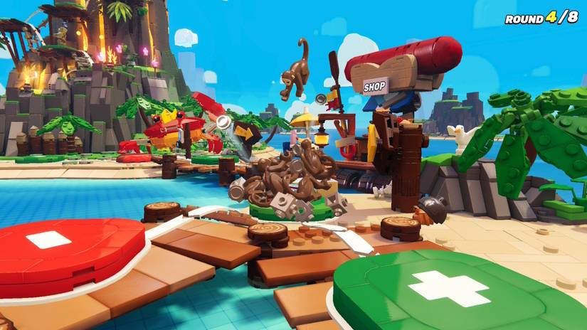 Macacos atacando um jogador de partido Lego