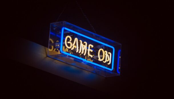 Game on neon signage turned on