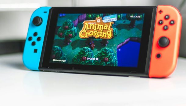 blue nintendo switch game console