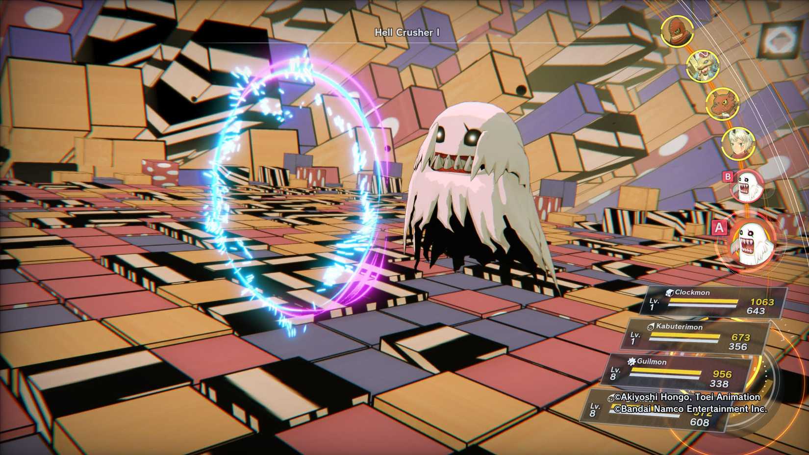 Uma captura de tela do Digimon Story Time Stranger mostrando um Digimon fantasma