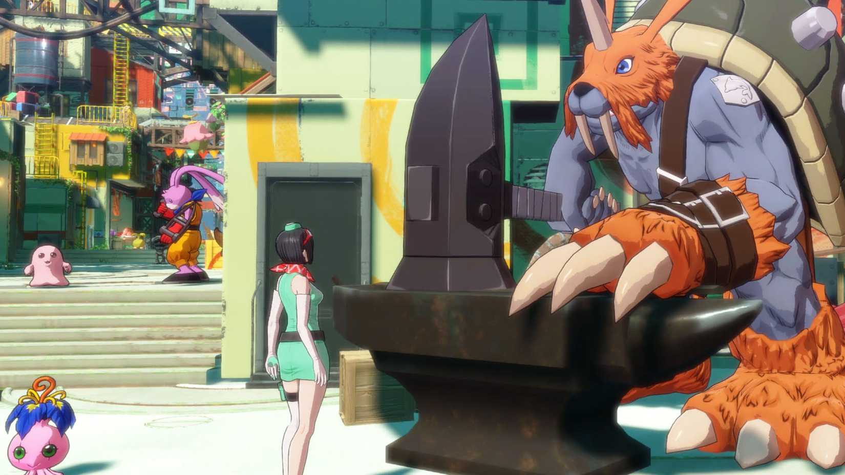 Uma captura de tela do Digimon Story Time Stranger mostrando o agente em frente a Zudomon
