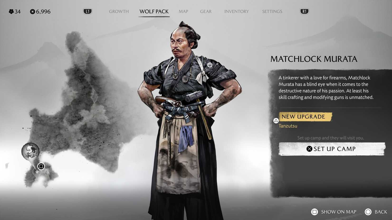 Matchlock Murata aparece em um menu fantasma do Yotei.