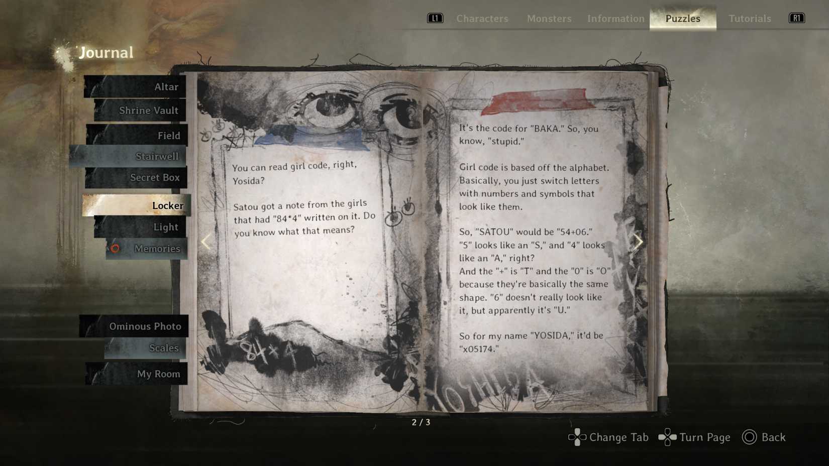 O explicador de codificina de código de menina em Silent Hill F