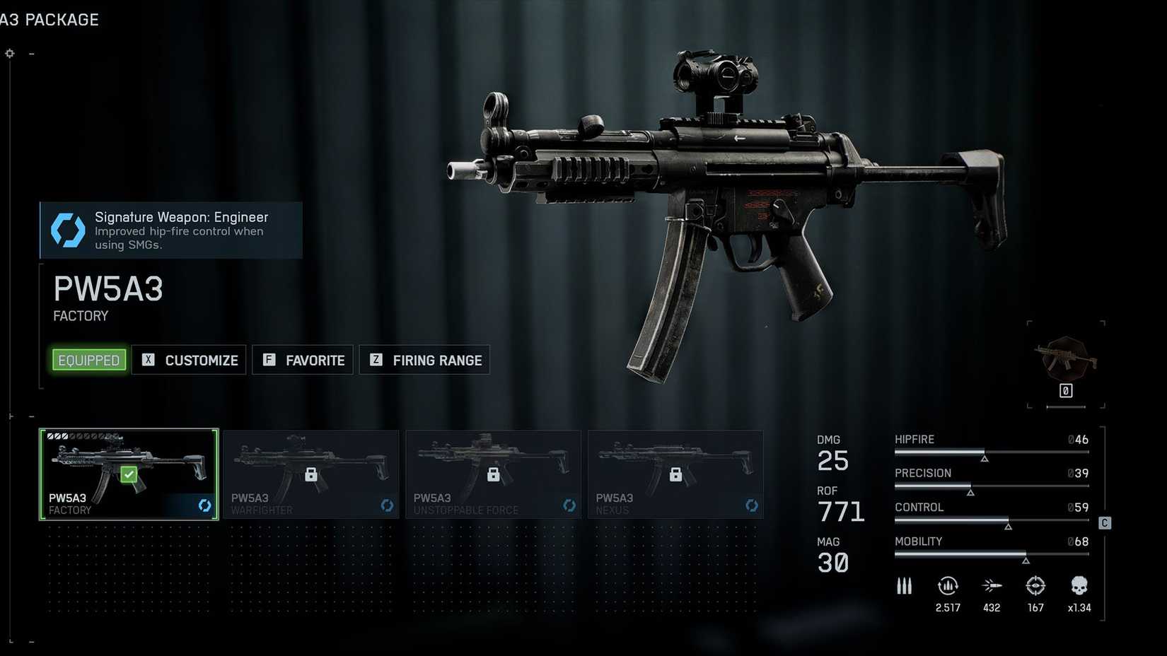 A submetralhadora PW5A3 conforme aparece em Battlefield 6.