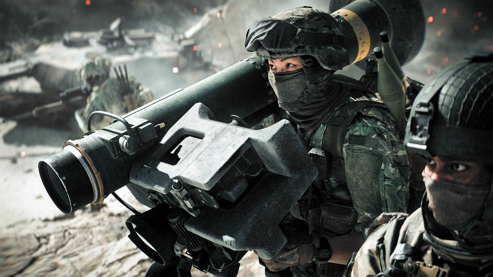 Um soldado no Battlefield 6 segurando um lançador de mísseis antiaéreos.