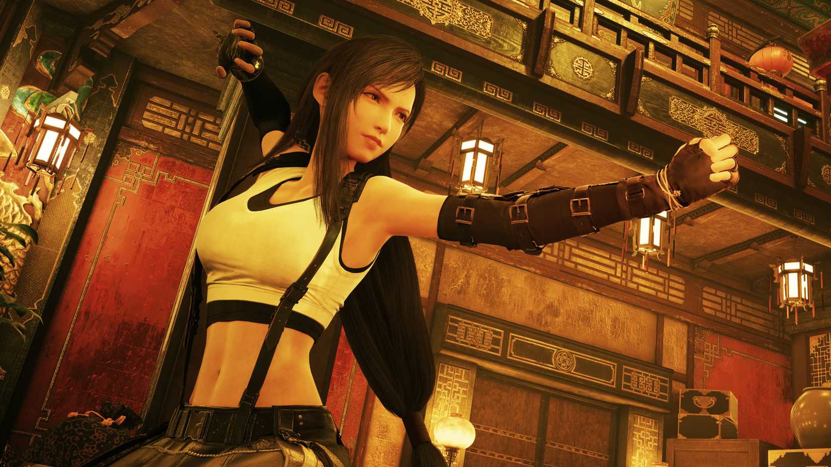 Uma imagem de Final Fantasy 7 Remake mostrando Tifa