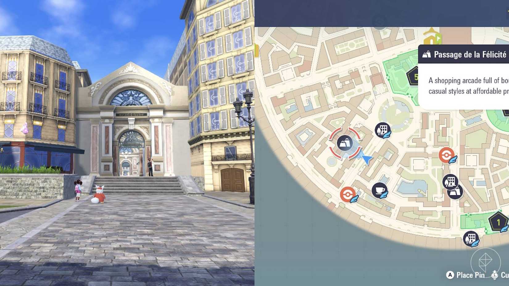 A loja de roupas Passage de la Felicite em Pokémon Legends ZA