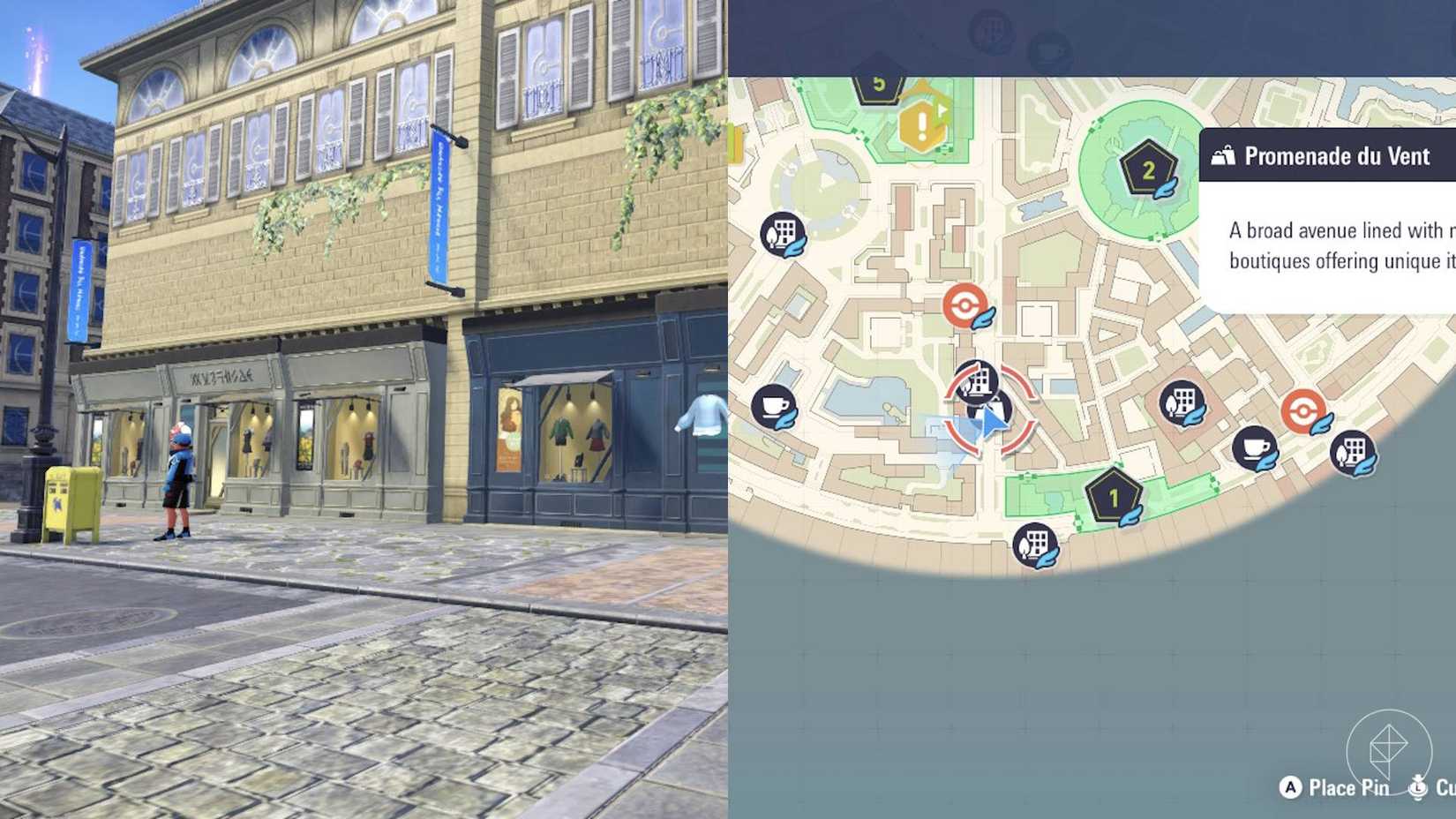 A loja de roupas Promenade du Vent em Pokémon Legends ZA