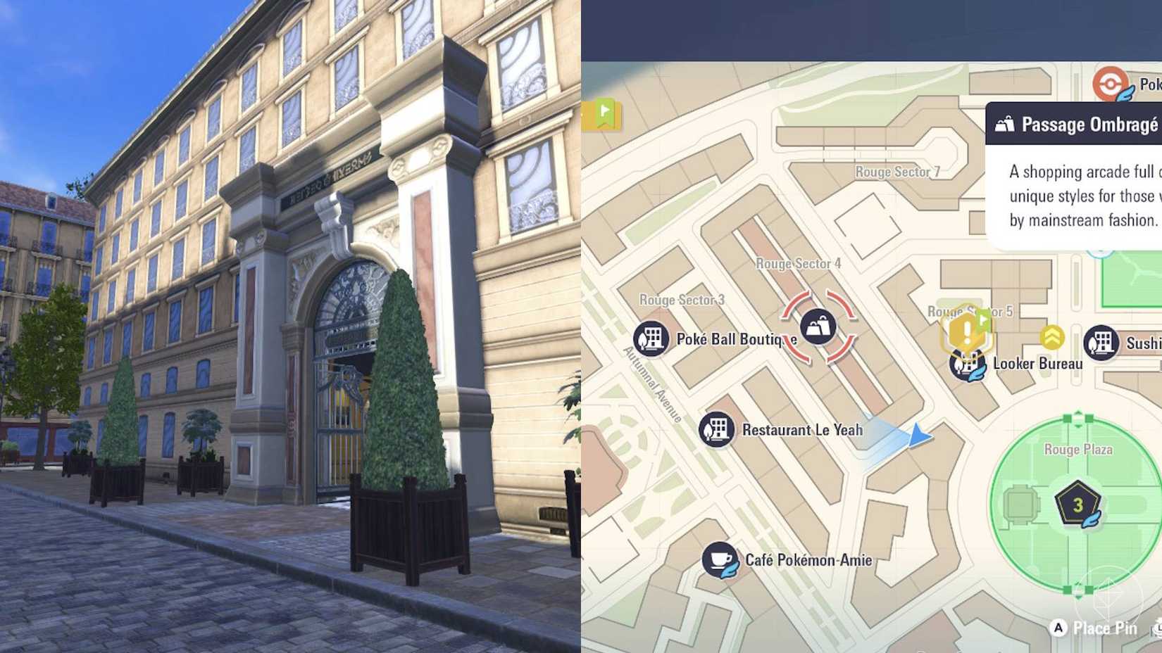 A loja de roupas Passage Ombrage em Pokémon Legends ZA
