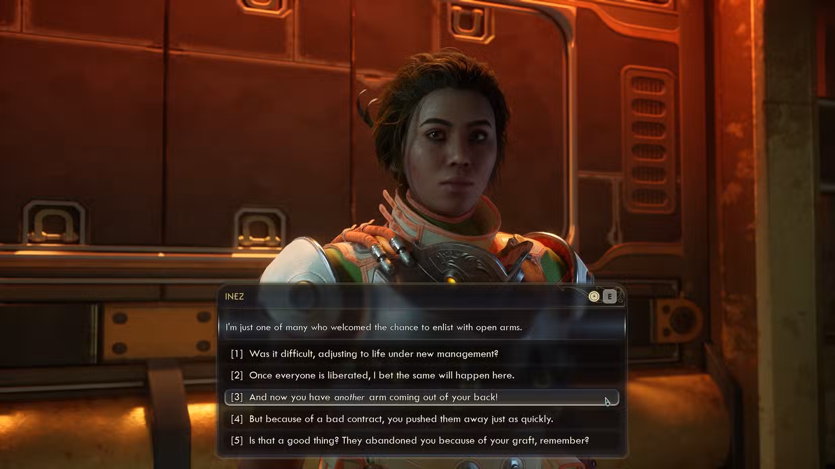 Uma conversa com Inez em Outer Worlds 2