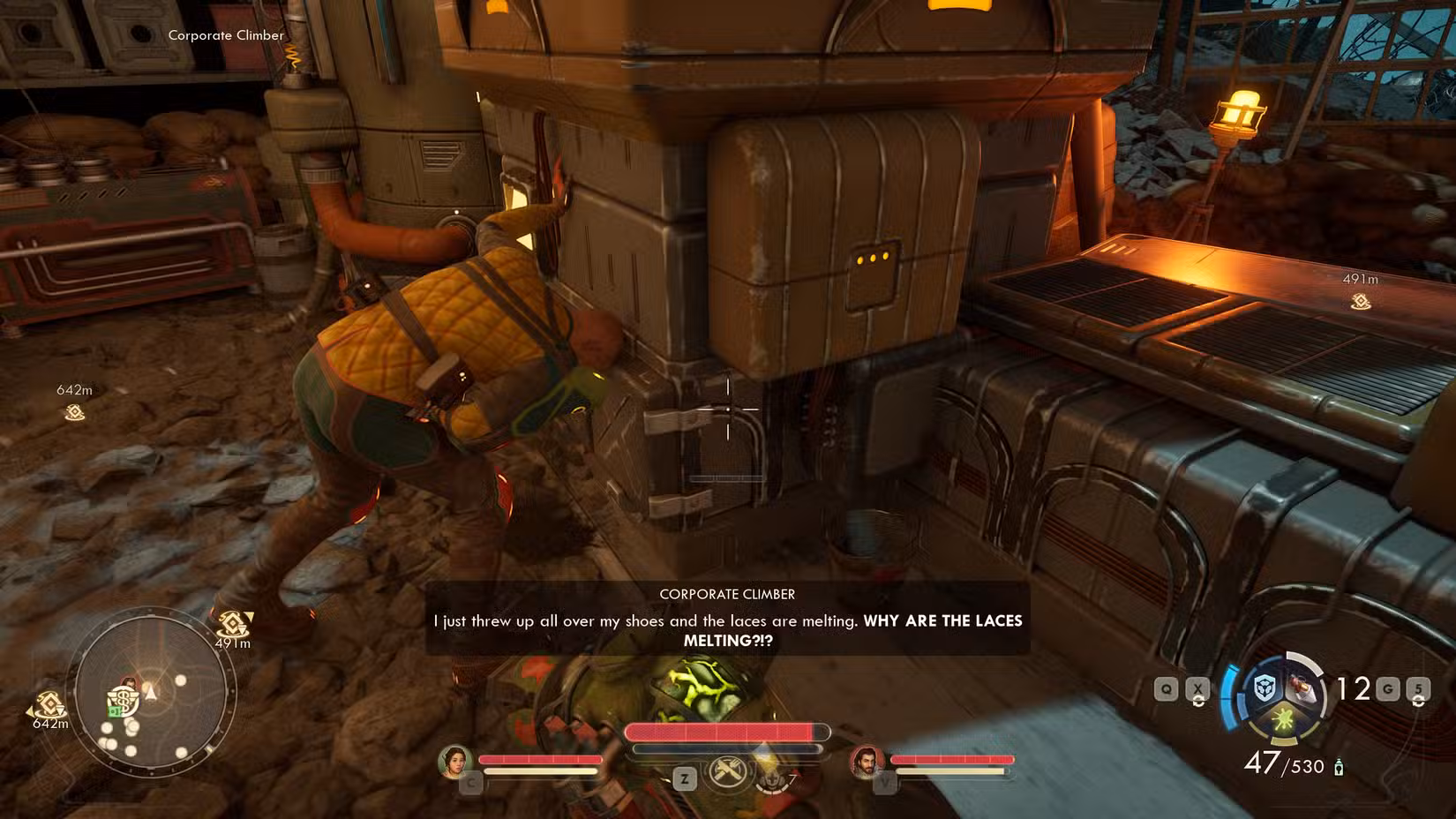 Alguém vomitando ácido em Outer Worlds 2