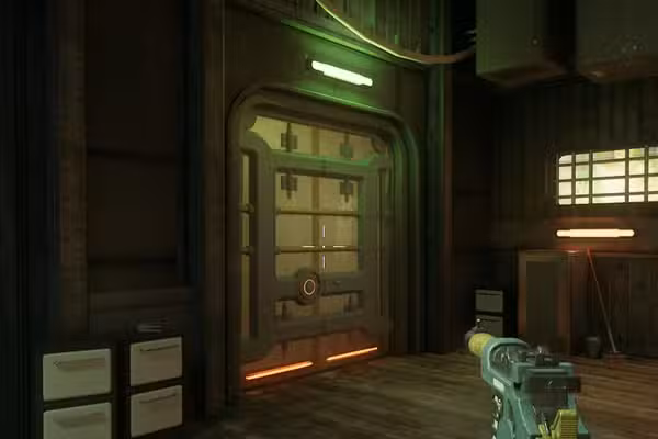 O arsenal trancado em Fairfield Jail de Outer Worlds 2