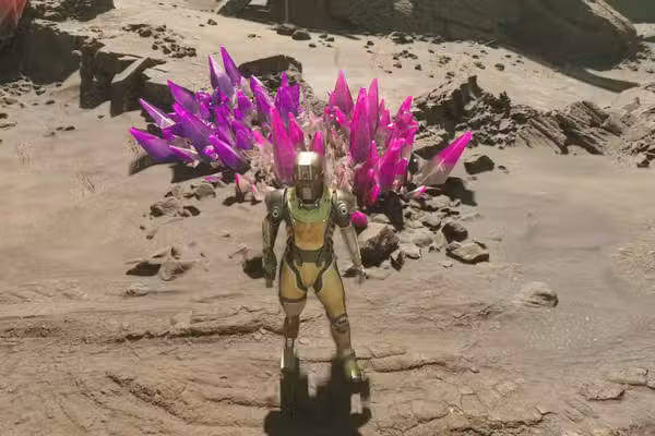 Um personagem do jogador visto de uma perspectiva de terceira pessoa em The Outer Worlds 2.