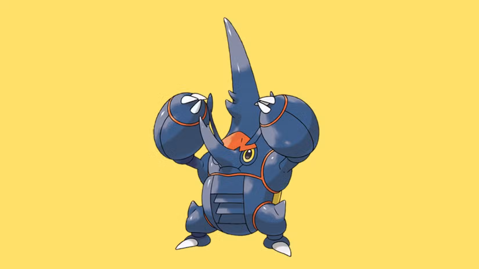 Mega Heracross em um fundo amarelo